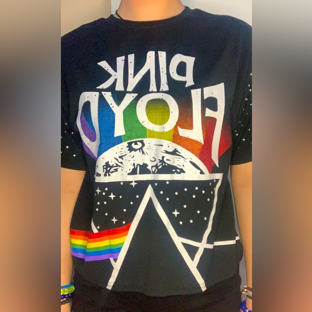 Pink Floyd Tee W/ Silver Stud Sleeves